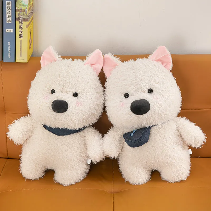 West Highland puppy plush toy with scarf style, 25cm height, soft stuffed dog.