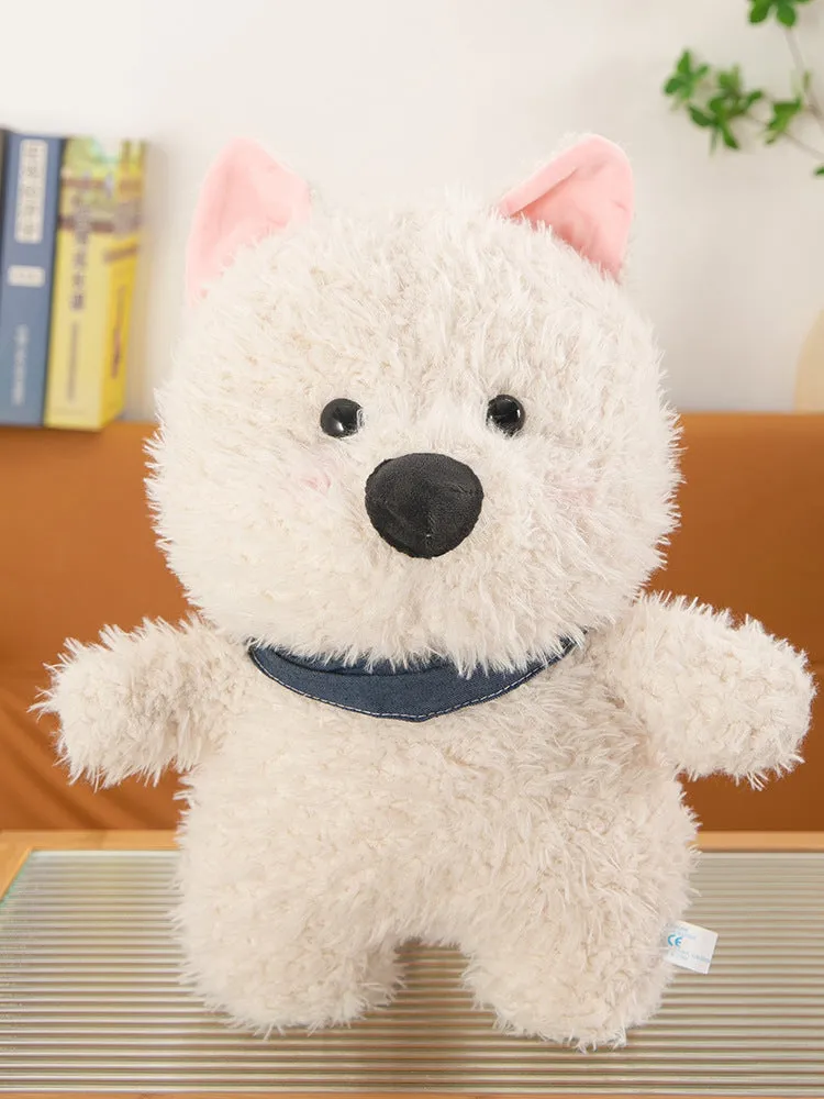 West Highland puppy plush toy with scarf style, 25cm height, soft stuffed dog.