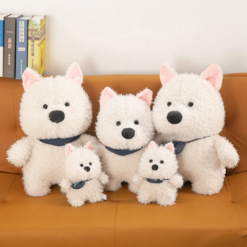 West Highland puppy plush toy with scarf style, 25cm height, soft stuffed dog.