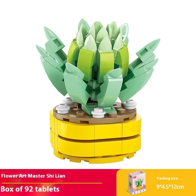Plastic building blocks flower pot model in a colourful design for teenagers aged 7-14