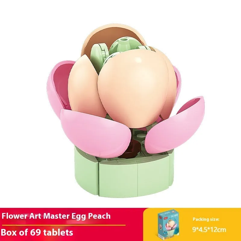 Plastic building blocks flower pot model in a colourful design for teenagers aged 7-14