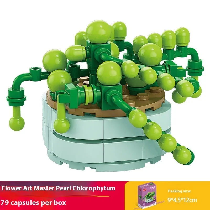 Plastic building blocks flower pot model in a colourful design for teenagers aged 7-14