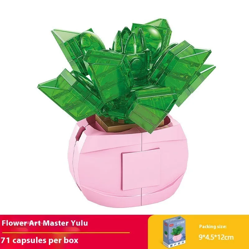 Plastic building blocks flower pot model in a colourful design for teenagers aged 7-14