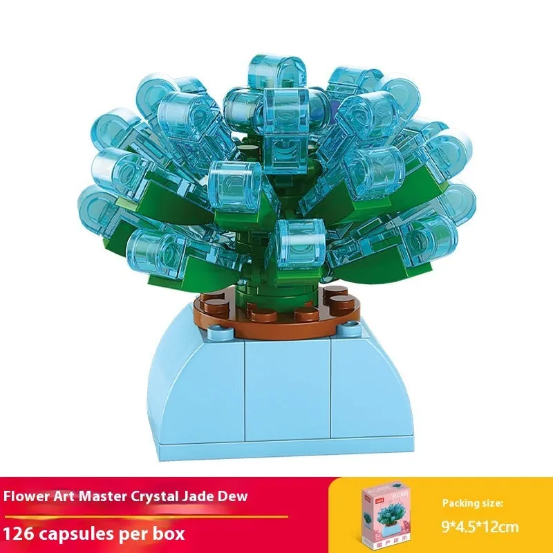 Plastic building blocks flower pot model in a colourful design for teenagers aged 7-14