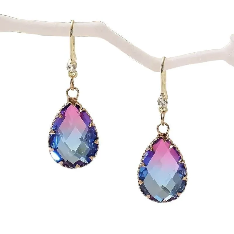 Coloured glass crystal love heart earrings for women in heart shape design