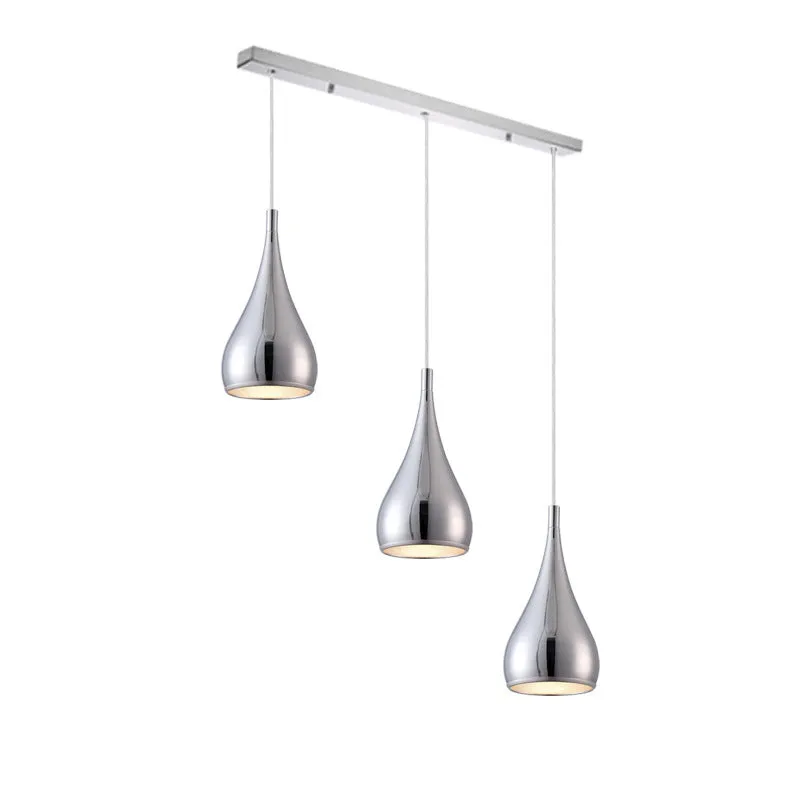 Minimalist black iron chandelier bedside lamp with three adjustable heads on a long platter.