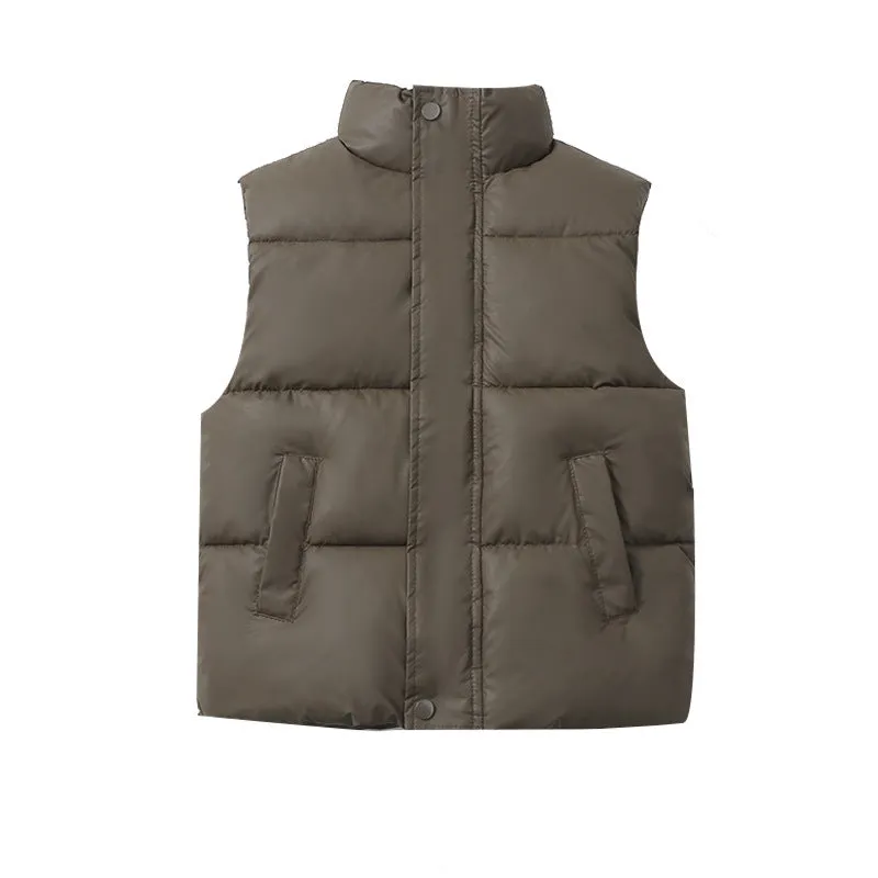 Children's vest coat in black with solid pattern, neutral style for winter, suitable height 110-160cm