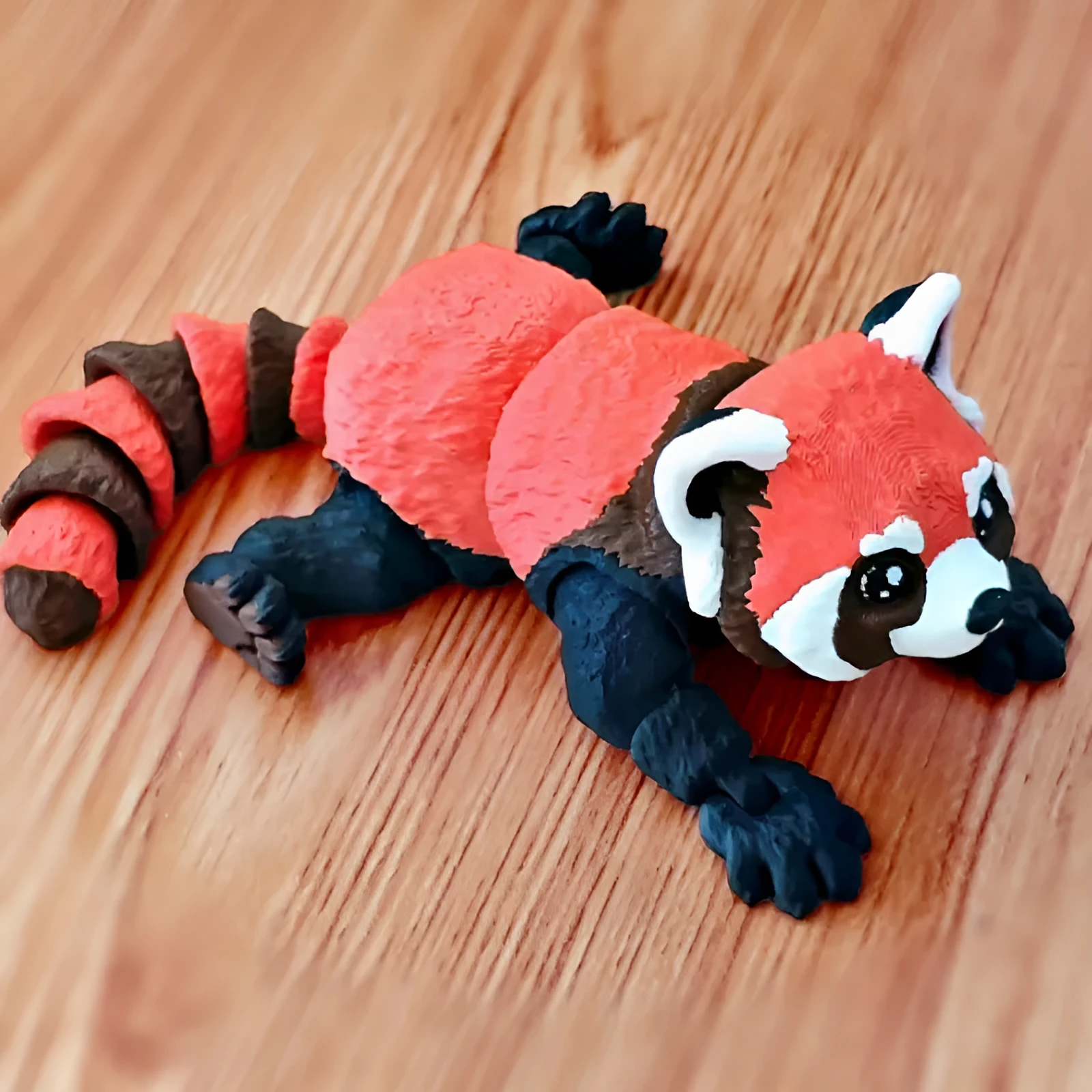 Himalayan red panda full body movable toy in red colour, 12cm or 20cm size, plastic 3D printed figure