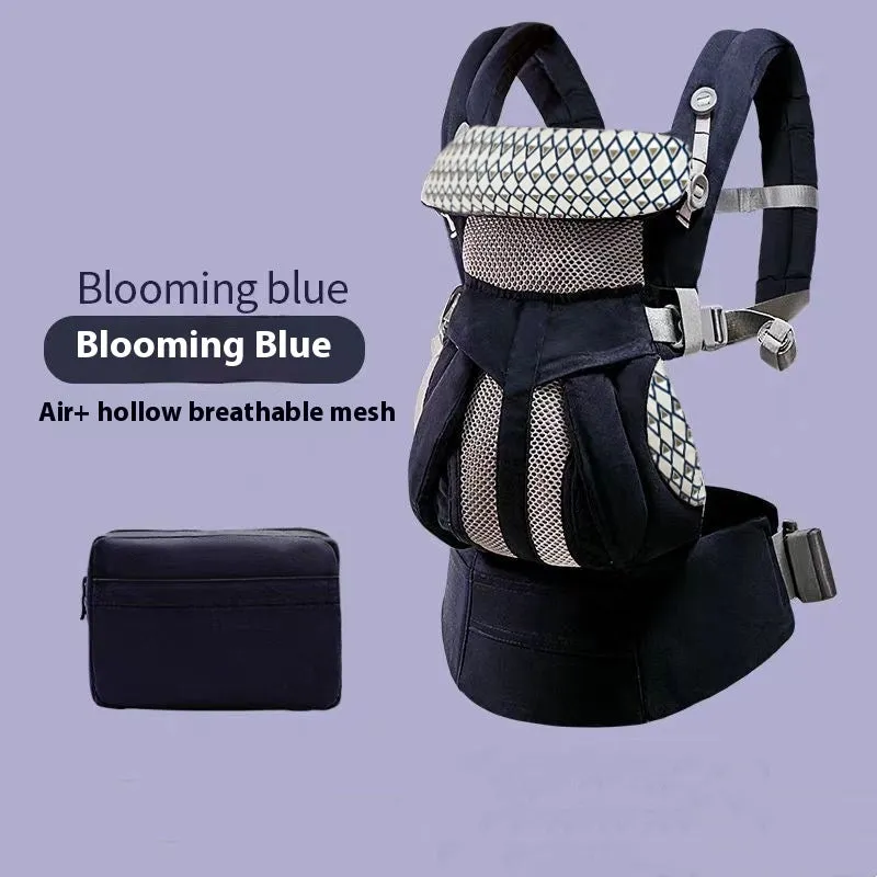 Baby hipseat carrier with waist stool in gray printing colour, polyester material, 20kg capacity