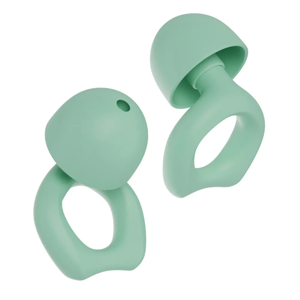 Silicone soundproof earplugs in five colours: black, blue, green, purple, and white