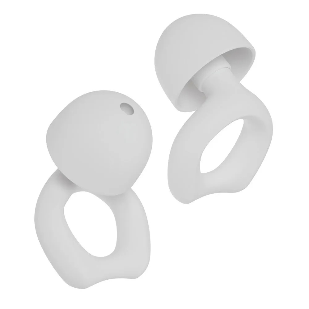 Silicone soundproof earplugs in five colours: black, blue, green, purple, and white