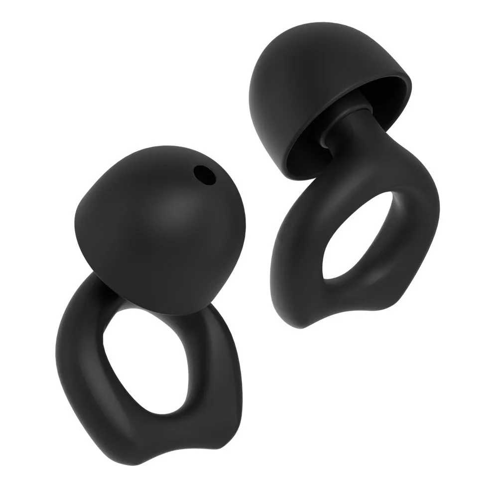 Silicone soundproof earplugs in five colours: black, blue, green, purple, and white