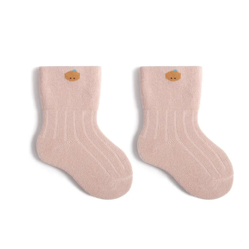Newborn wide mouth boneless cotton socks in pink, yellow, gray blue, khaki, and beige