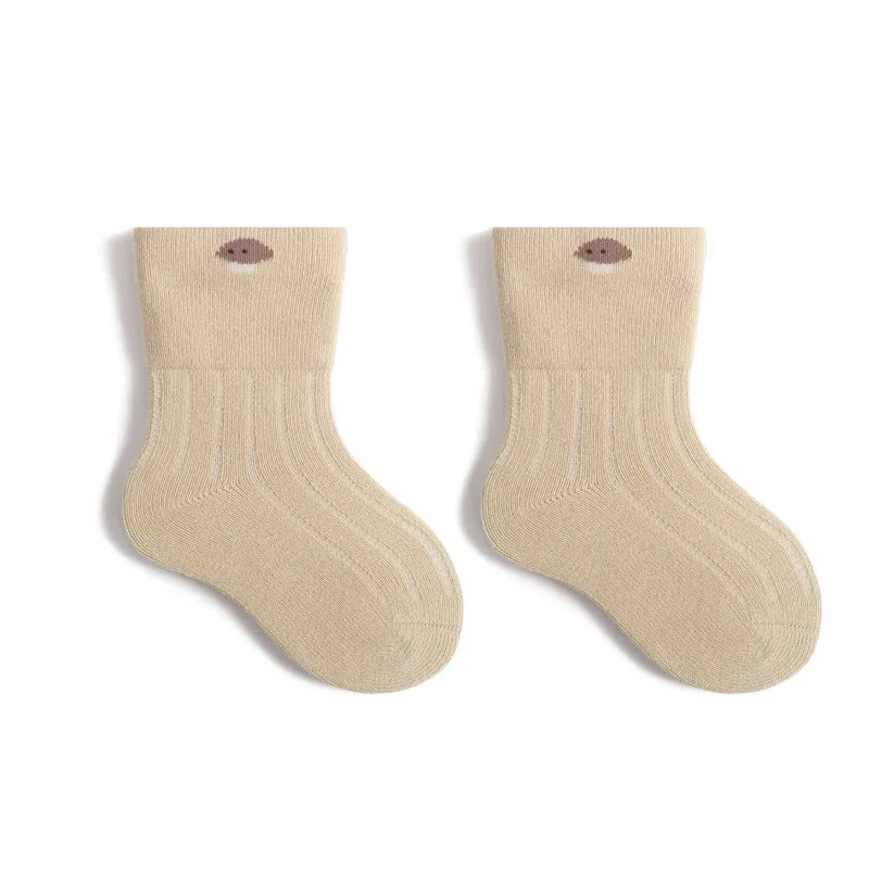 Newborn wide mouth boneless cotton socks in pink, yellow, gray blue, khaki, and beige