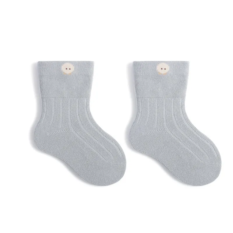 Newborn wide mouth boneless cotton socks in pink, yellow, gray blue, khaki, and beige