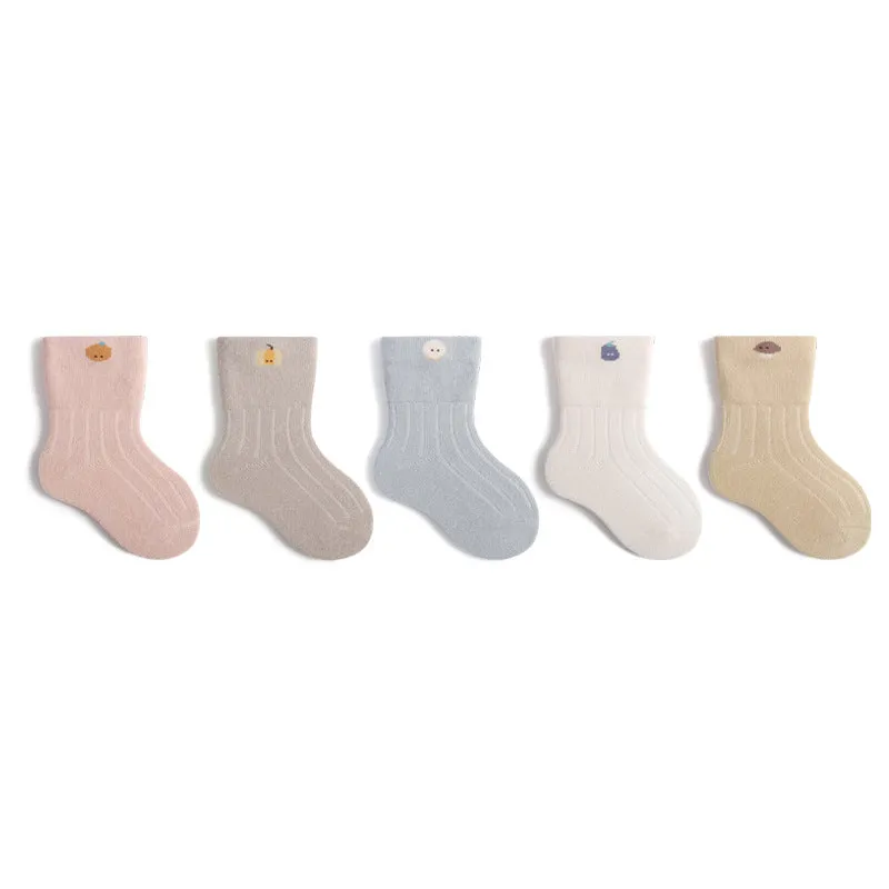Newborn wide mouth boneless cotton socks in pink, yellow, gray blue, khaki, and beige