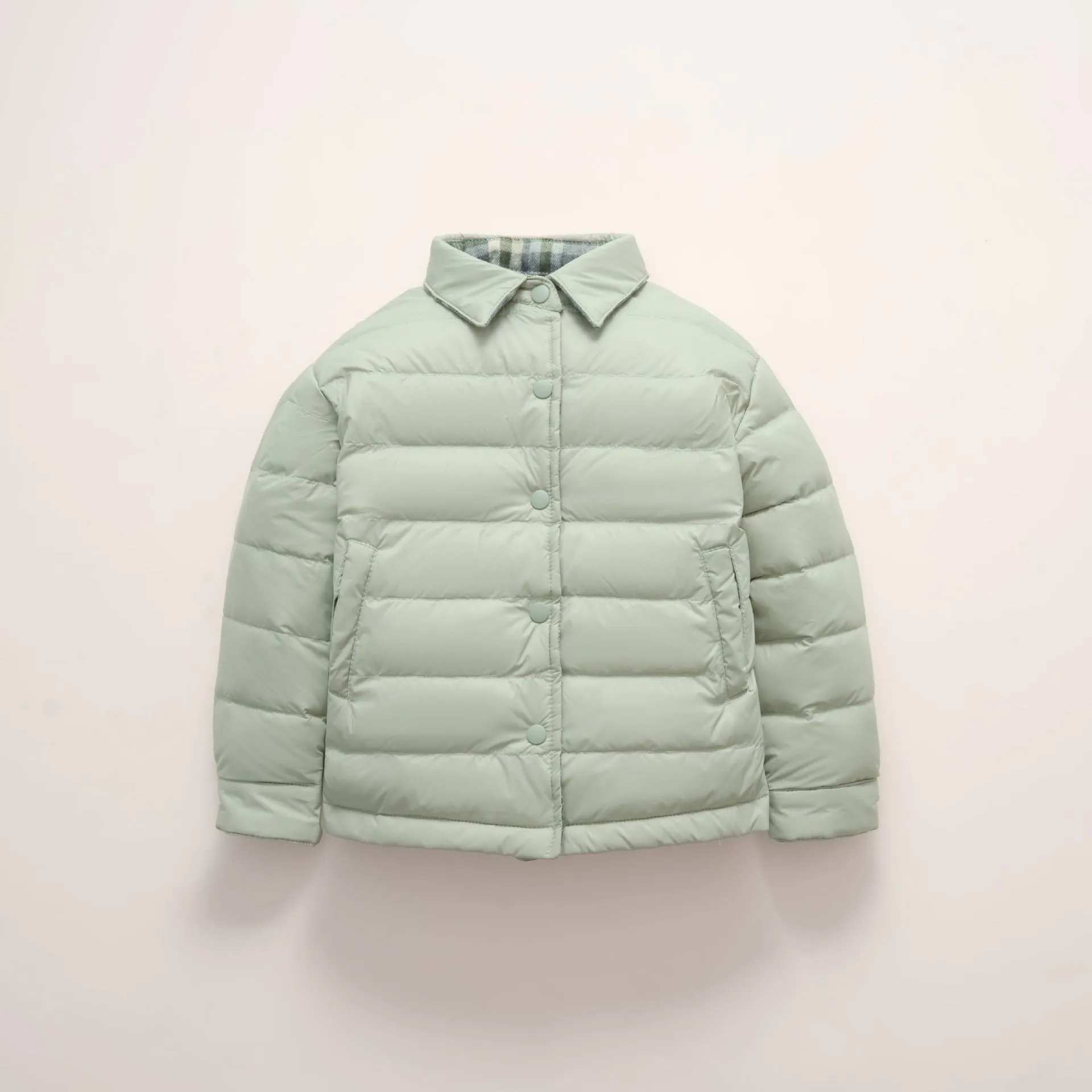 Children's lightweight reversible short jacket in yellow and light gray, polyester with nylon lining, available 90-160cm height