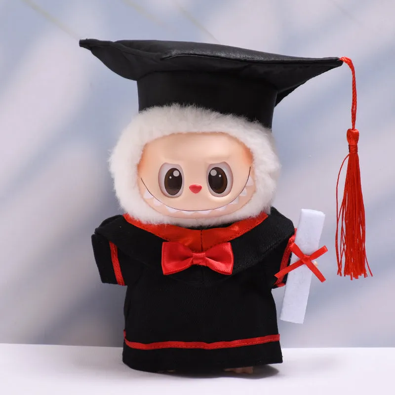 Bachelor's suit set doll clothes for Labubu pendant, cloth material, black frame glasses and leather shoes