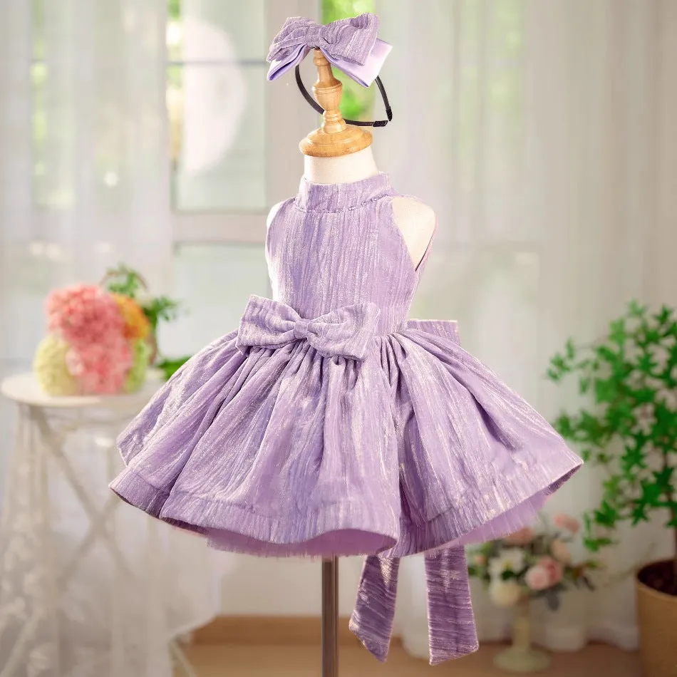 Girls' fashion velvet dream purple princess dress made of polyester fibre, available in height sizes 80cm to 160cm