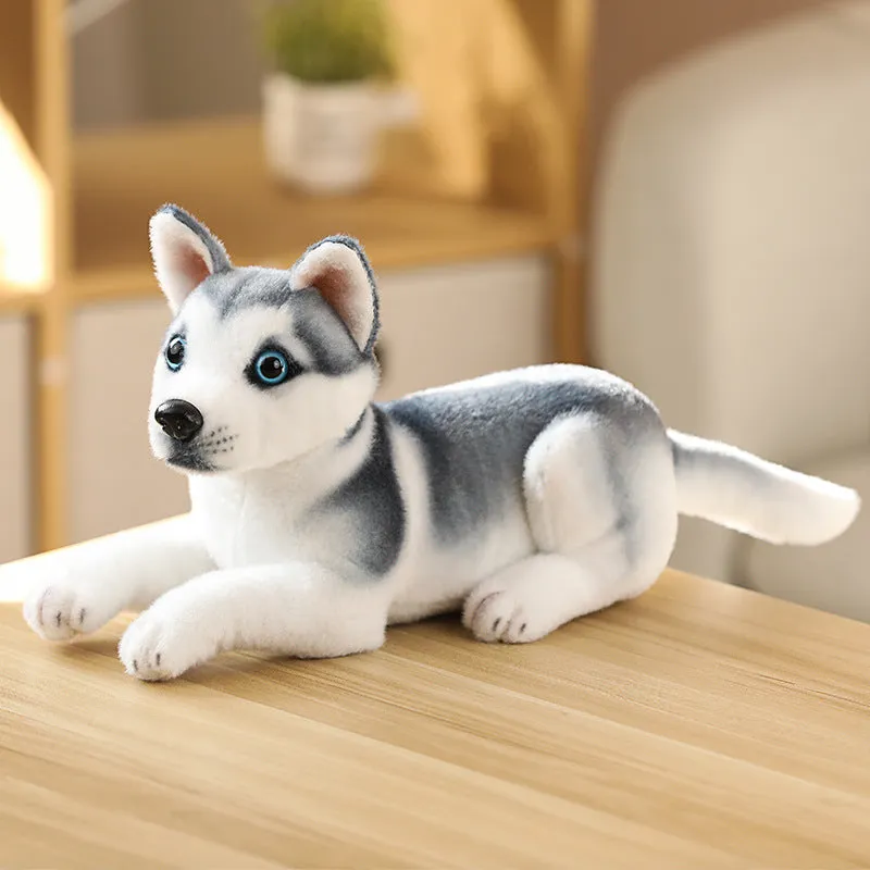 Simulation plush husky puppy doll lying posture, 25cm, soft toy for Children's Day gift