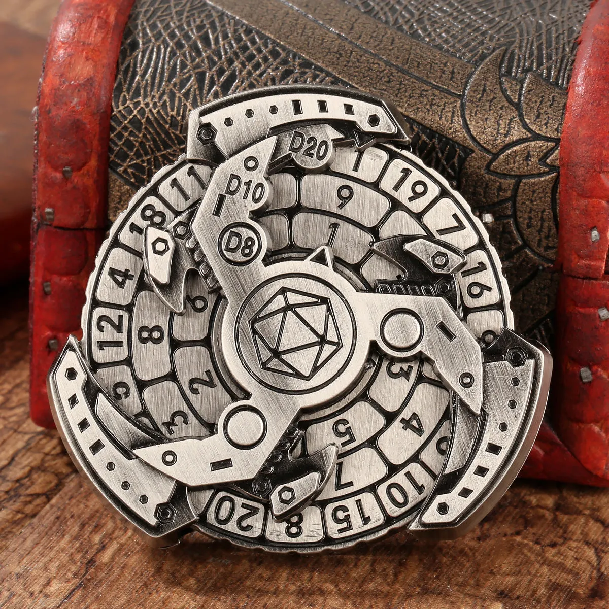 Wind And Fire Wheel DND dice wheel gift box set in bronze zinc alloy with retro compass design