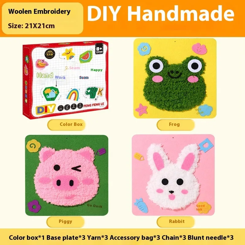 Children's Handmade Embroidery Painting DIY Material Package with embroidery enlightenment stamp and poke gift box options for elderly users