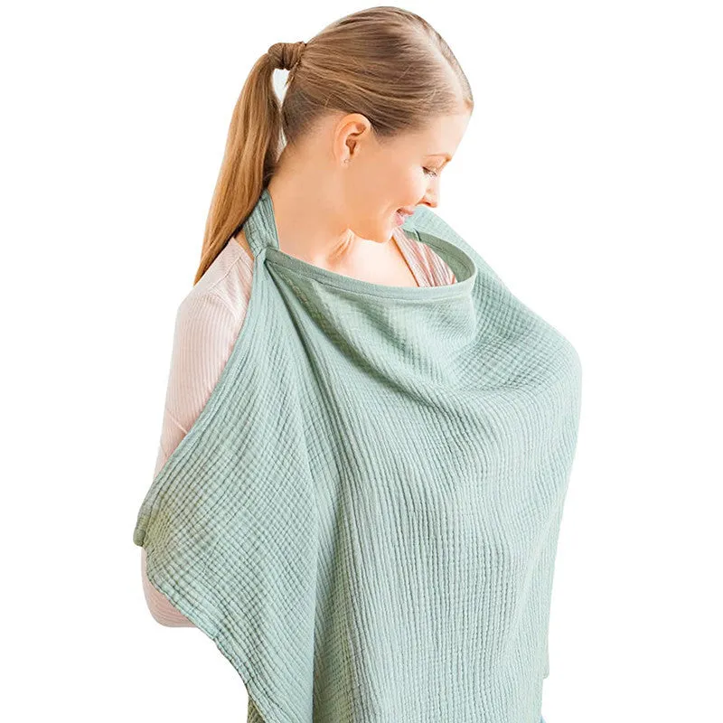Breathable muslin nursing cover with rigid hoop for breastfeeding privacy