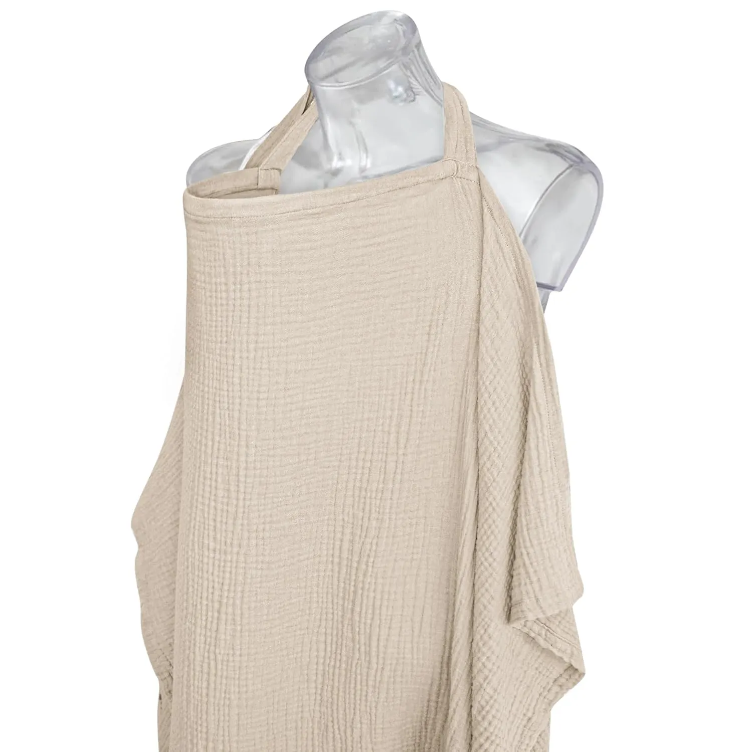 Breathable muslin nursing cover with rigid hoop for breastfeeding privacy