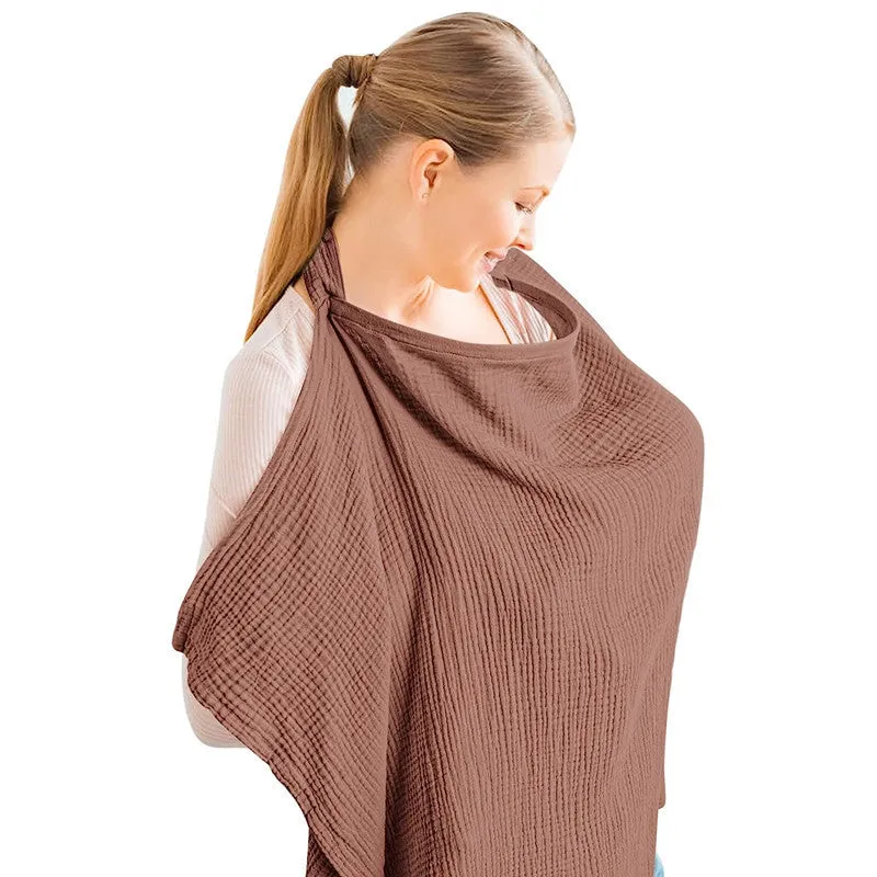Breathable muslin nursing cover with rigid hoop for breastfeeding privacy