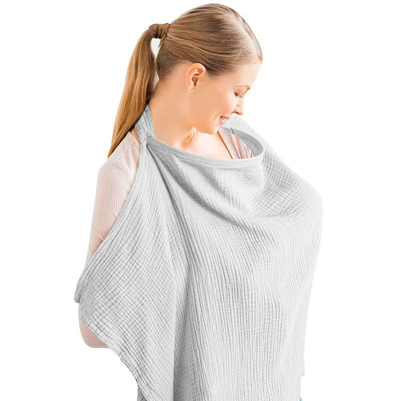 Breathable muslin nursing cover with rigid hoop for breastfeeding privacy