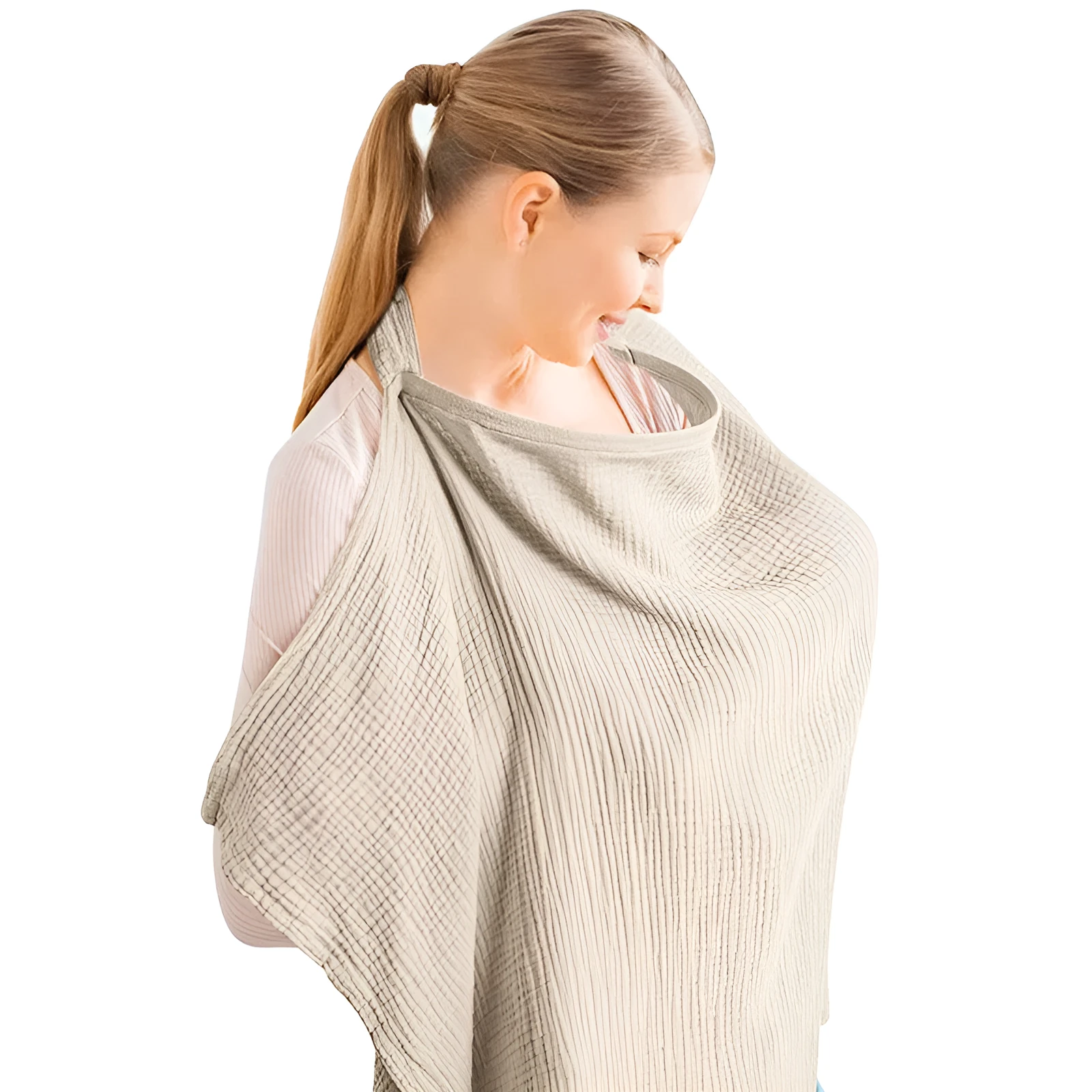 Breathable muslin nursing cover with rigid hoop for breastfeeding privacy