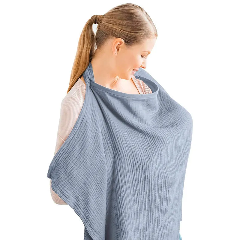 Breathable muslin nursing cover with rigid hoop for breastfeeding privacy