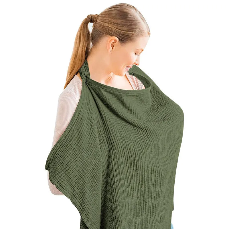 Breathable muslin nursing cover with rigid hoop for breastfeeding privacy
