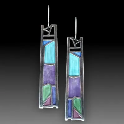 Silver water drop shaped women's earrings with irregular electroplated finish