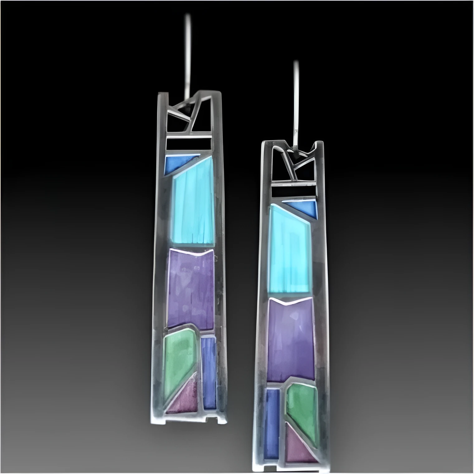 Silver water drop shaped women's earrings with irregular electroplated finish