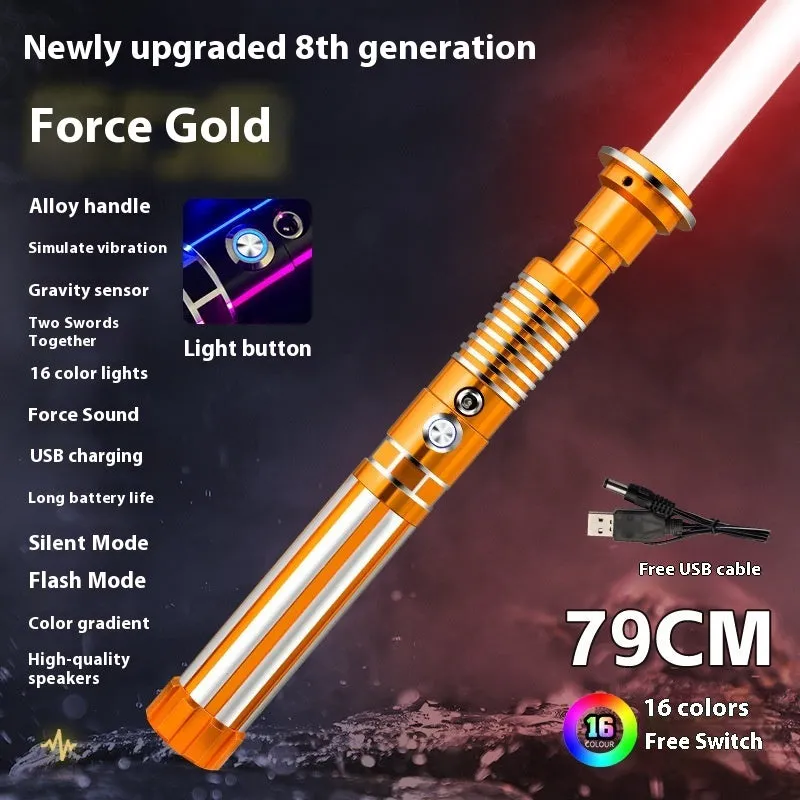 Metal laser sword with 16-colour gravity induction light handle for children aged 7-14