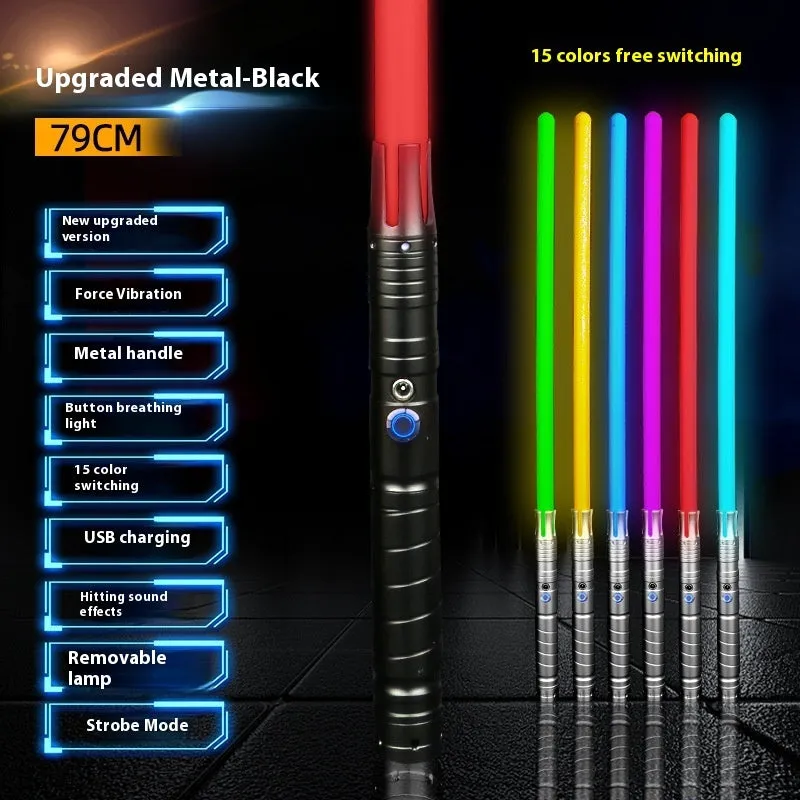 Metal laser sword with 16-colour gravity induction light handle for children aged 7-14