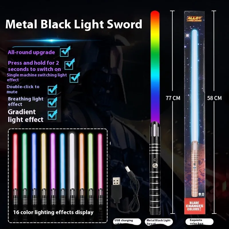 Metal laser sword with 16-colour gravity induction light handle for children aged 7-14