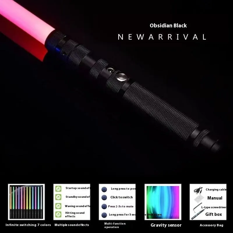 Metal laser sword with 16-colour gravity induction light handle for children aged 7-14