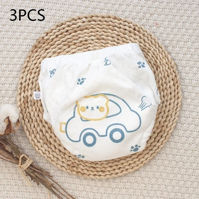Cotton training pants with Bear Driving print, breathable waterproof baby diaper for toddlers