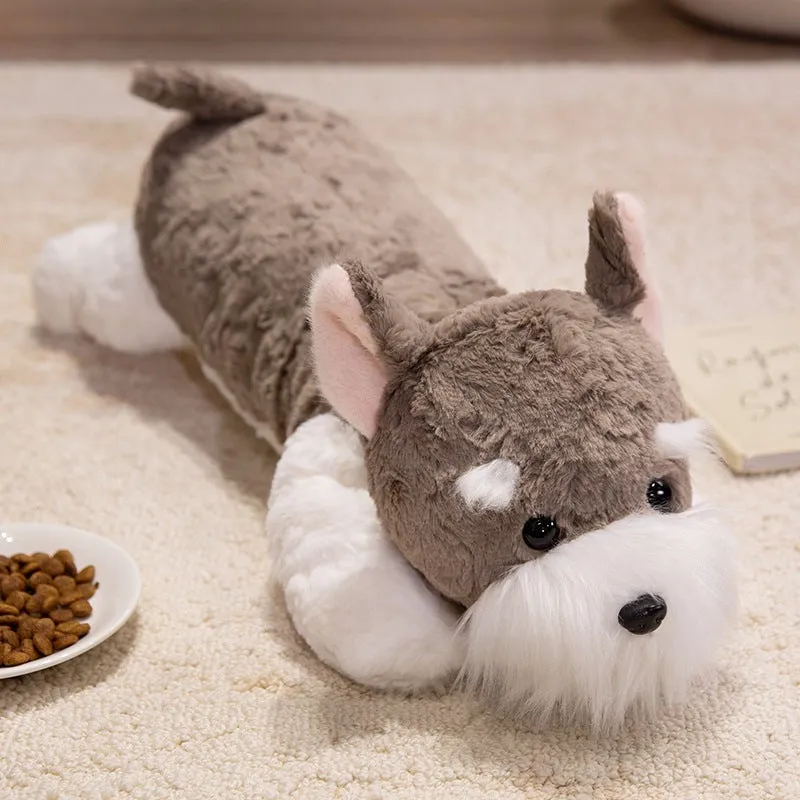 Fashion creative schnauzer plush toy in khaki cloth velvet, 45cm height
