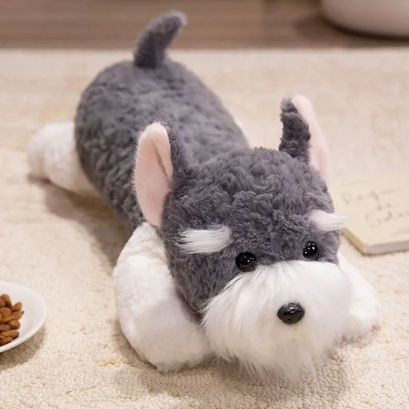 Fashion creative schnauzer plush toy in khaki cloth velvet, 45cm height