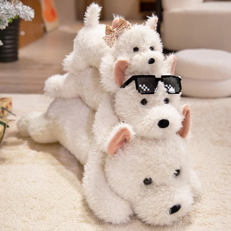 Fashion creative schnauzer plush toy in khaki cloth velvet, 45cm height