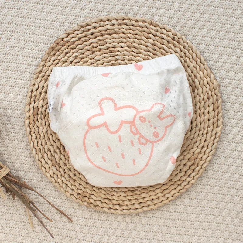 Newborn cloth diaper training pant in pure cotton gauze with waterproof outer, Bear Driving print, size 90 for babies under 9kg