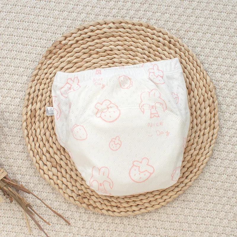Newborn cloth diaper training pant in pure cotton gauze with waterproof outer, Bear Driving print, size 90 for babies under 9kg