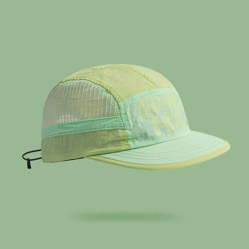 Gradient quick-drying mesh baseball cap in light green colour with dome crown styling.