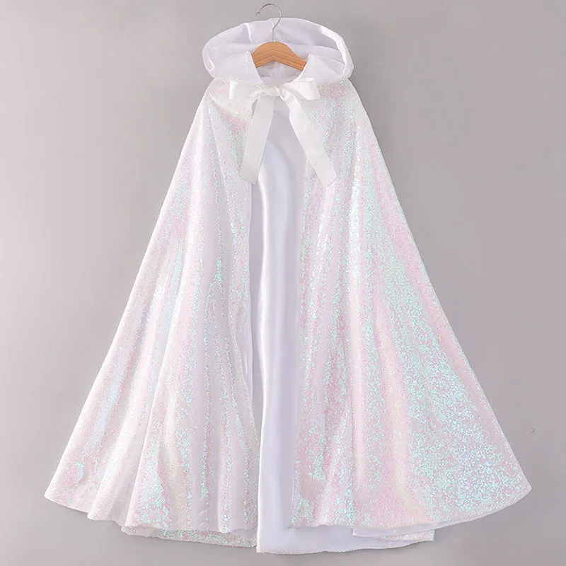 Girls cotton cloak in blue with double breasted lace closure, cold-proof design