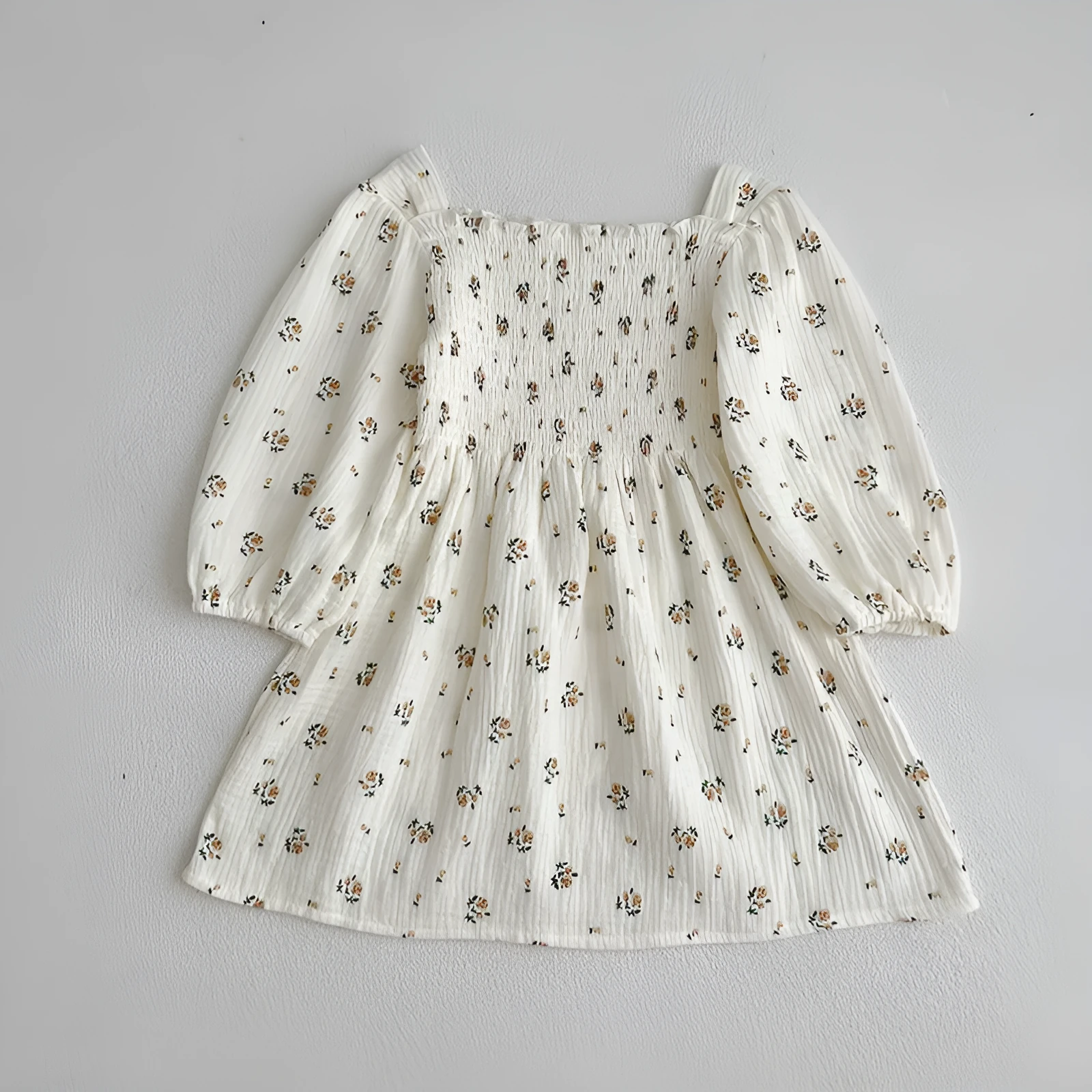 Girls cotton rose print dress A6053 in floral pattern