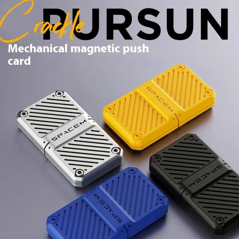 Alloy mechanical card pushing decompression toy for stress relief in four light tracing colours