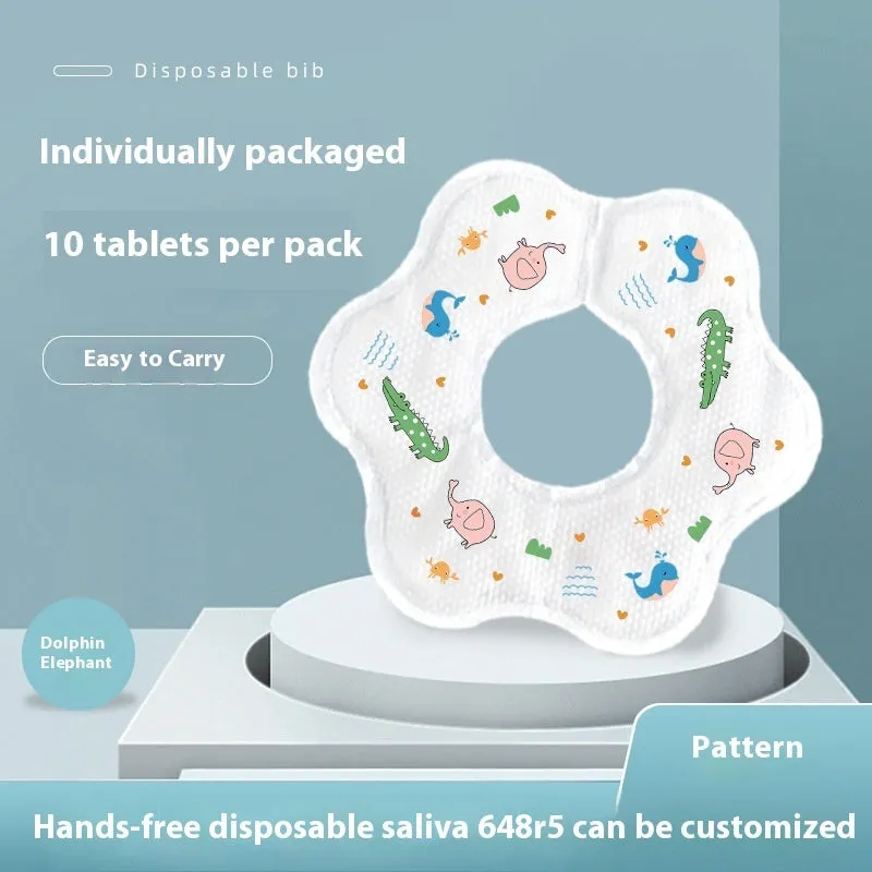 Disposable saliva towel baby bib water-repellent cloth 10-pack neutral design for children 0-6 years